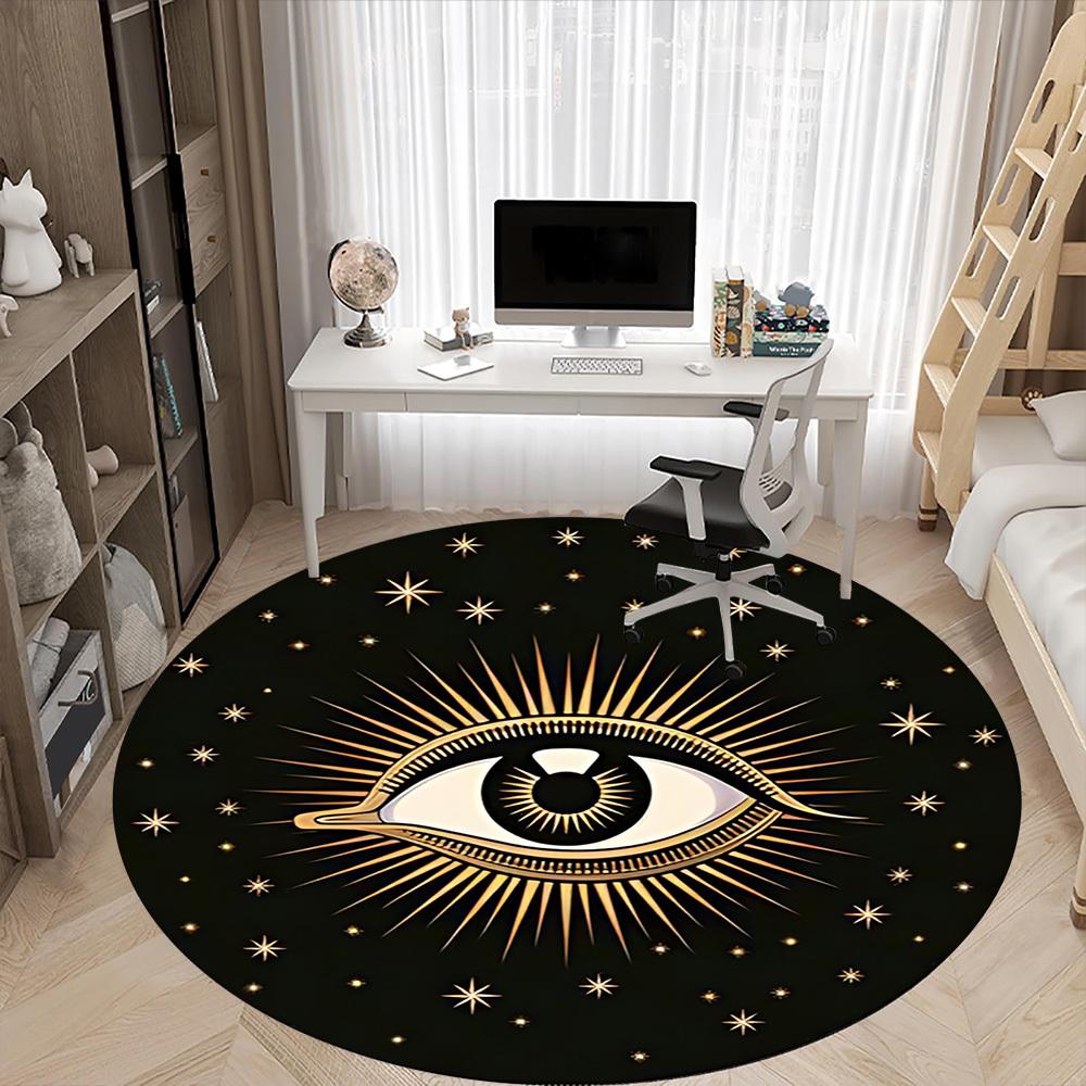 1PC Eye Stars Office Round Area Rug, Mat Suitable For Office, Under Office Chairs Bedroom Living Room Home Decor, Room Deco