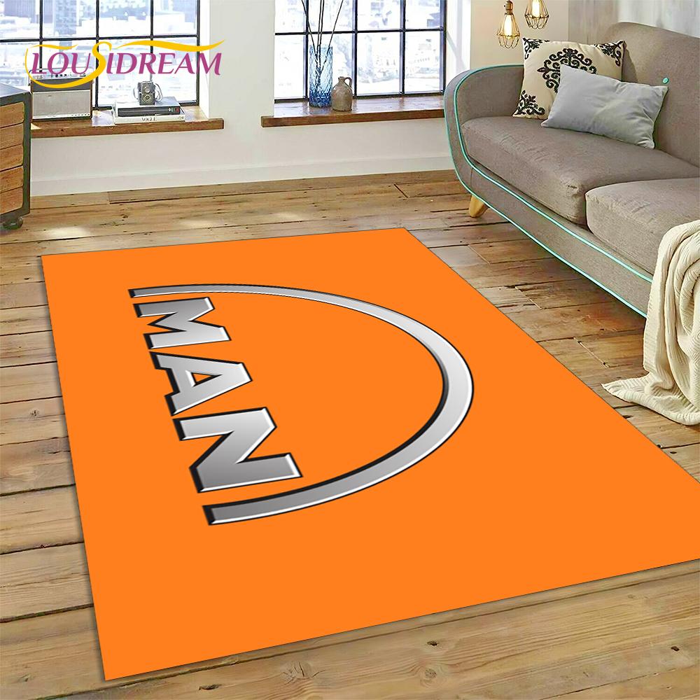 Tappeto con stampa 3D con logo di camion Man per soggiorno, camera da letto, arredamento per la casa, tappetino antiscivolo, decorazione per divano, zerbino, regalo per bambini