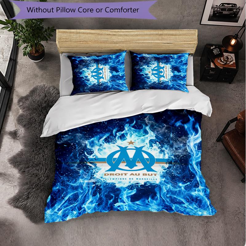 Olympique Lyonnais FC Themed Bedding 3Pcs Duvet Cover Set Decorative Bed Linen For Teen Room Home Decoration