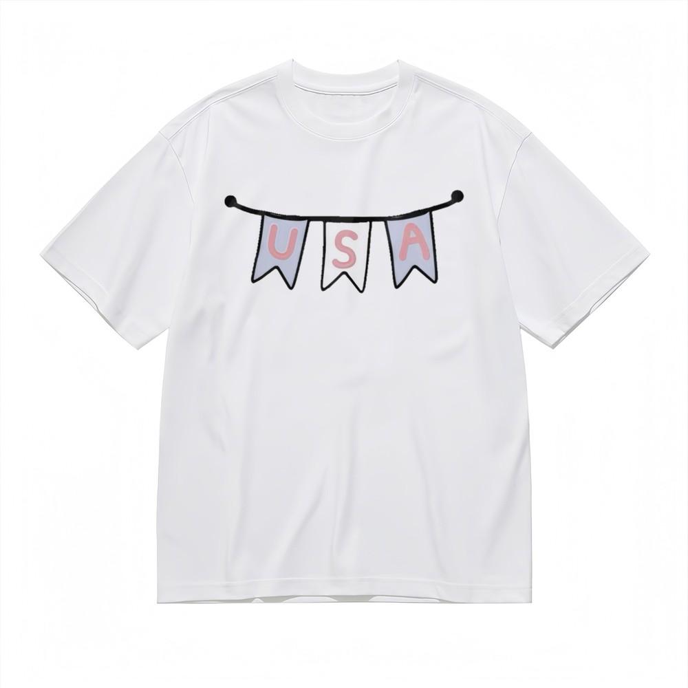 

Women s Fashion Comfortable Classic T-Shirt American Flag Banner Cotton Tops USA 2XL