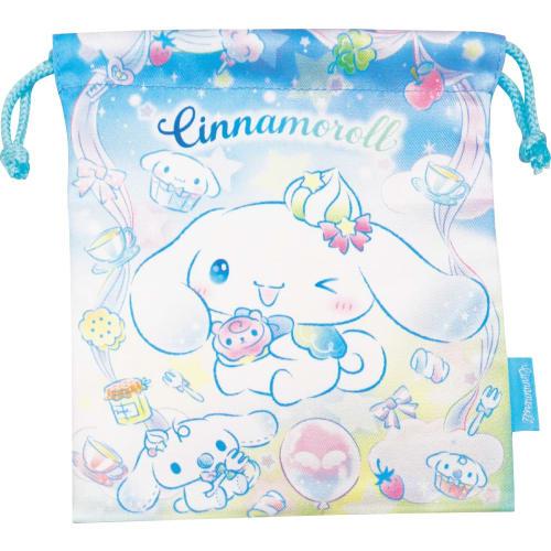 J's Planning Sanrio Drawstring Lunch Bag, Cinnamoroll, Dream Blue, Approx. 21 x 18 cm, FRK941