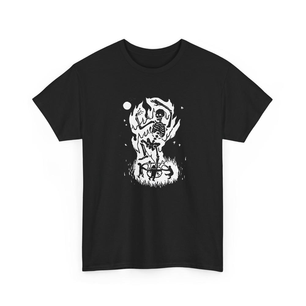 skeleton fire dance vintage graphic reproduction tshirt