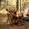 1PC Custom Name Highland Cow Sunflower Field Flannel Blanket Versatile,all-season Throw Suitable for the Living Room,bedroom,camping,travel,and Gift
