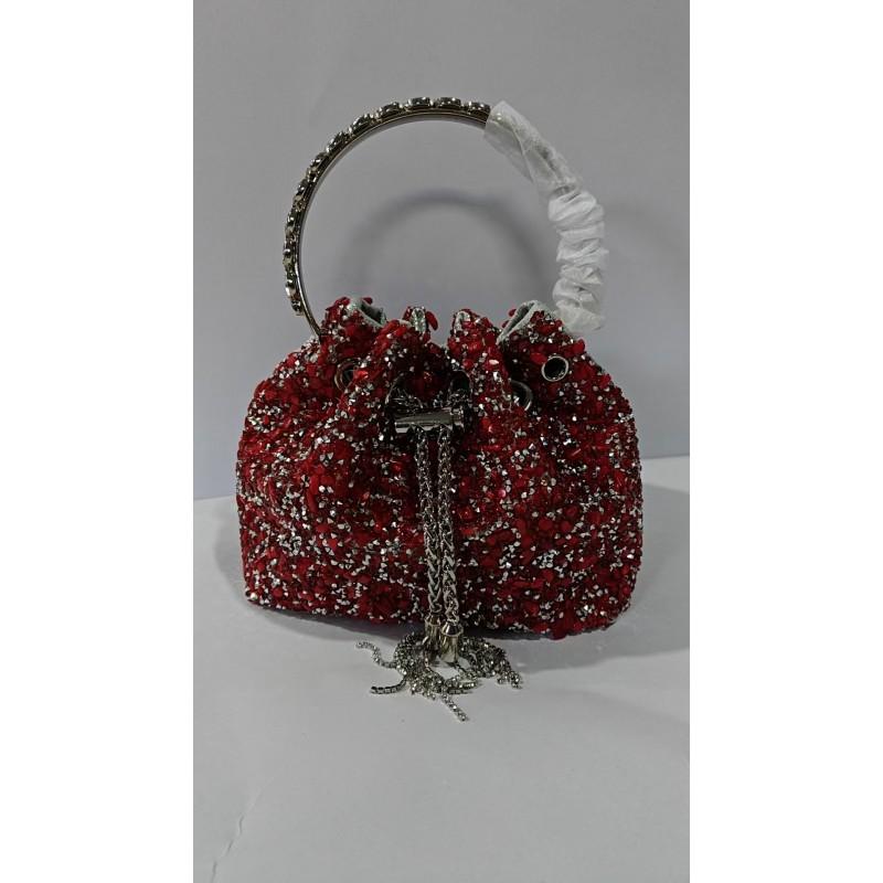 2026 Womens Crystal-Embellished Crossbody Bag Fringe Detail Small Square Shoulder No Top Handle