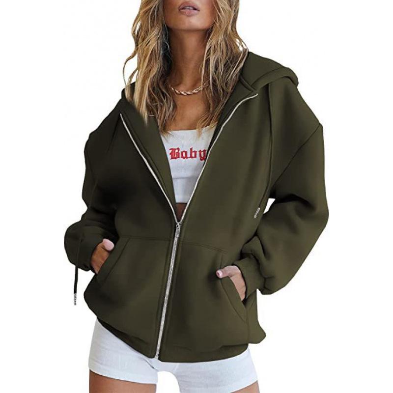 2024 Unisex Plus Velvet Hooded Sweatshirt Cardigan Zipper Windbreaker Casual Top