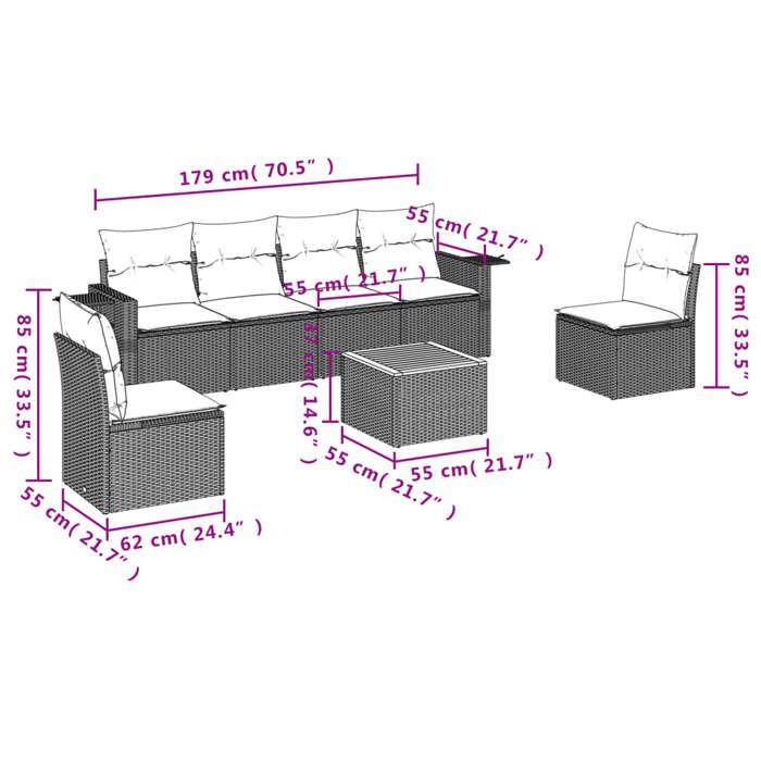 VidaXL Garden Lounge Set with Cushions 7 Pcs, Patio Sofas, Patio Furniture Set, Outdoor Furniture, Beige 3224512