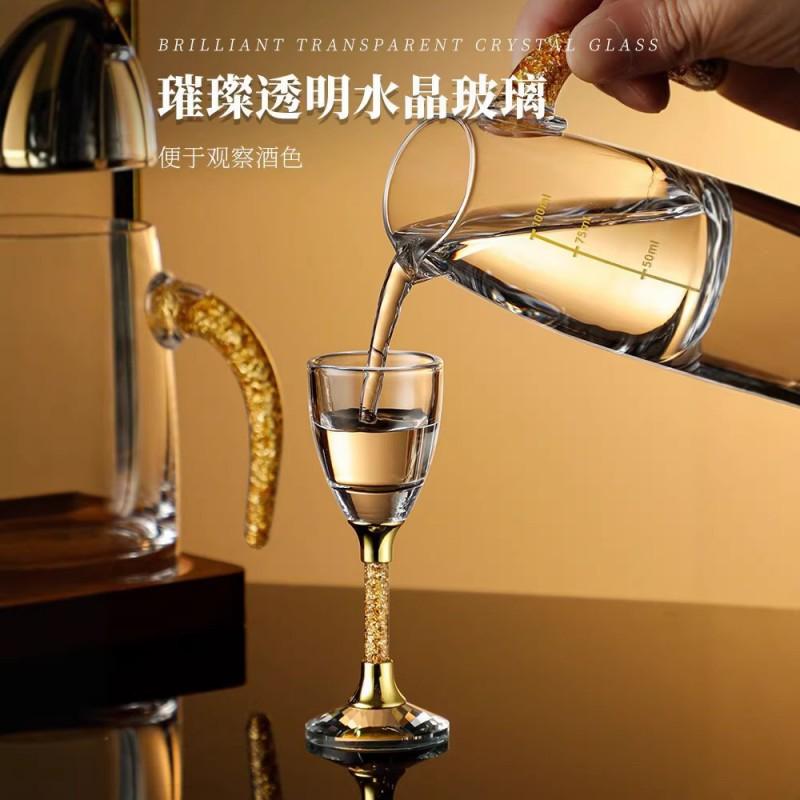Crystal Shot Glasses Set With Gold Rim Or Foil Finish 1-100ml Mini Liquor Cups Whiskey Sake Baijiu 6/10 Piece