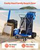 Strandkarre mit großen Rädern für Sand, 75 kg Tragfähigkeit, Robuster faltbarer Strandwagen mit 250 mm Vollgummirädern, Isolierte Kühltasche, Sonnenschirm