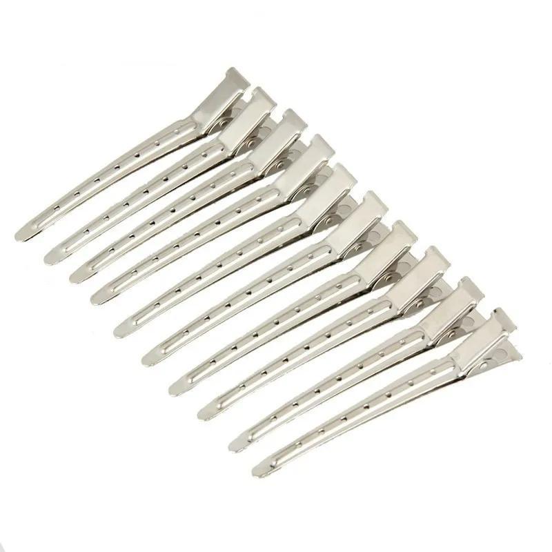 10 STÜCKE Abteilklammern Haarspangen Feder Friseurwerkzeuge für Mädchen Edelstahl Entenschnabel-Klammer Typ Styling-Zubehör