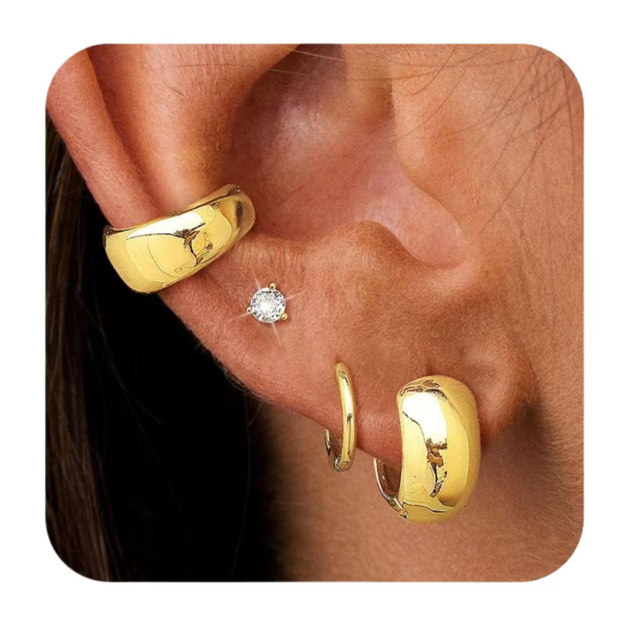 

Elegant Four-Piece Earring Set: European & American Niche Design