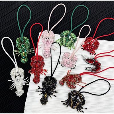 Diamanten Handgemacht Hummer Taschenanhänger Nischenmode Strass Perlen Krabbe Anhänger Buntes Luxus Accessoire Exquisites Geschenk Schlüsselband