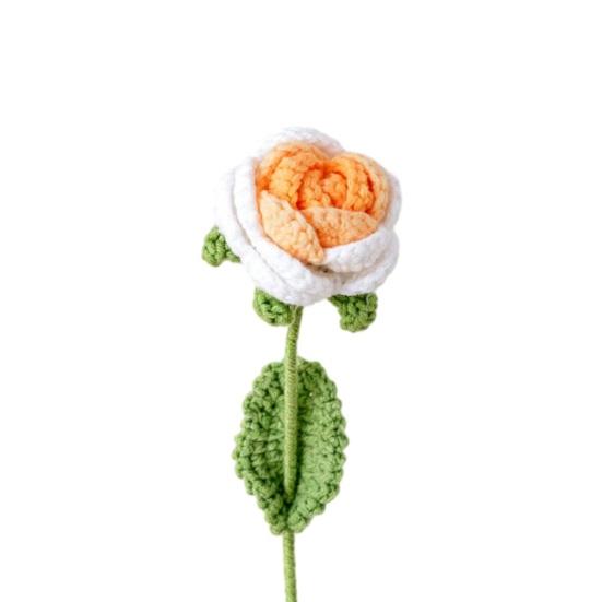 

Artificial Rose Wool Crochet Flower Never Wither Long Lasting Flower 3D Texture Design Romantic Bloom for Mother s Day жёлтый