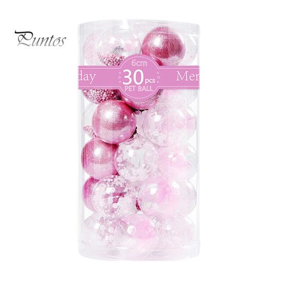 30Pcs Plastic Christmas Balls Hanging Ornament 6cm Colored Electroplated Ball Holiday Party Scene Layout DIY Decorative Accessories Christmas