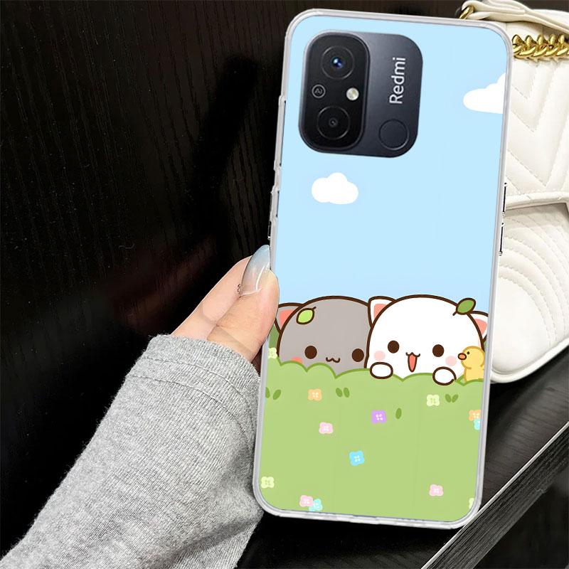 Cute Peach Goma Cat Case for Xiaomi Redmi 14C 13C 13 12C 12 10C 10 10A Phone Cover 9C 9 9A 9T 8 8A 7 7A 6 6A K70 K40 K20 Pro