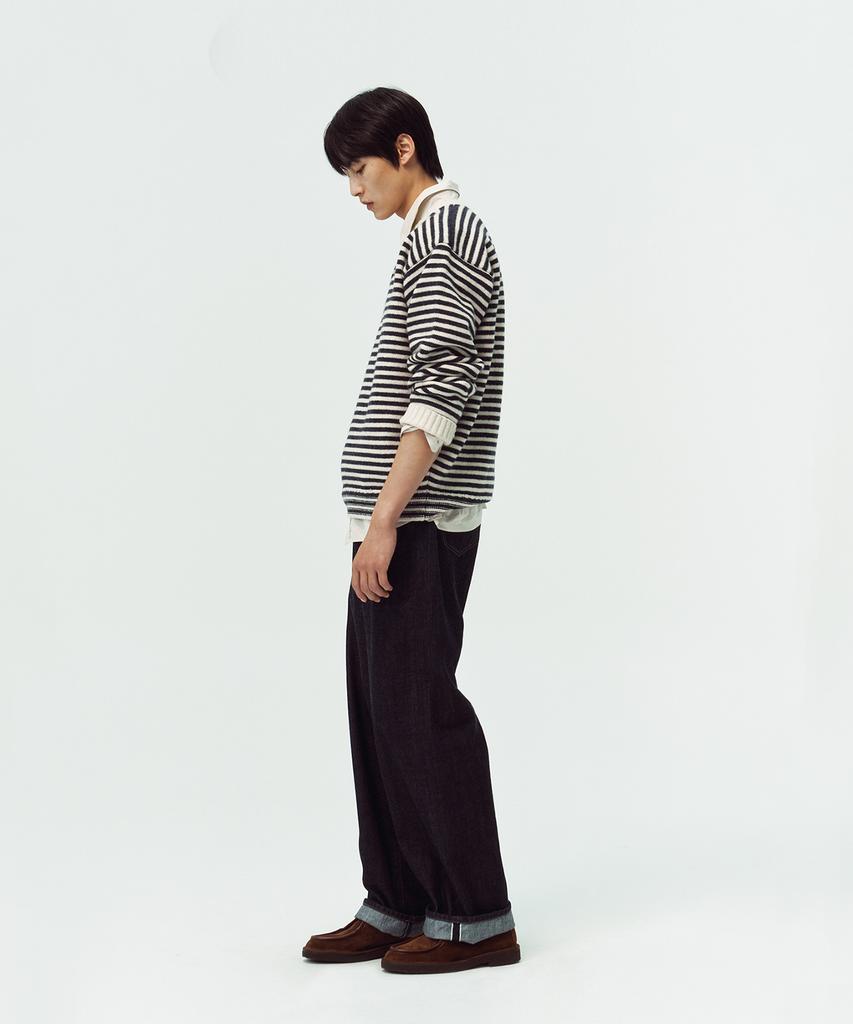 BLANKROOM Fisherman Stripe Knit_Melange Navy