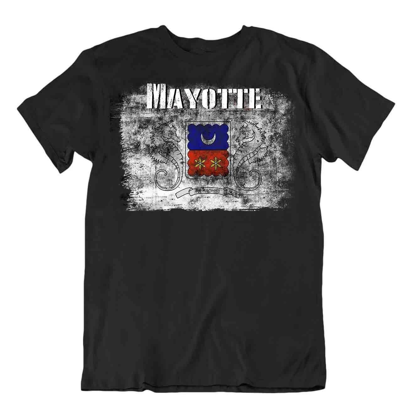 Mayotte flag Tshirt T-shirt Tee top city map seahorses Basic TEXTILE gift L