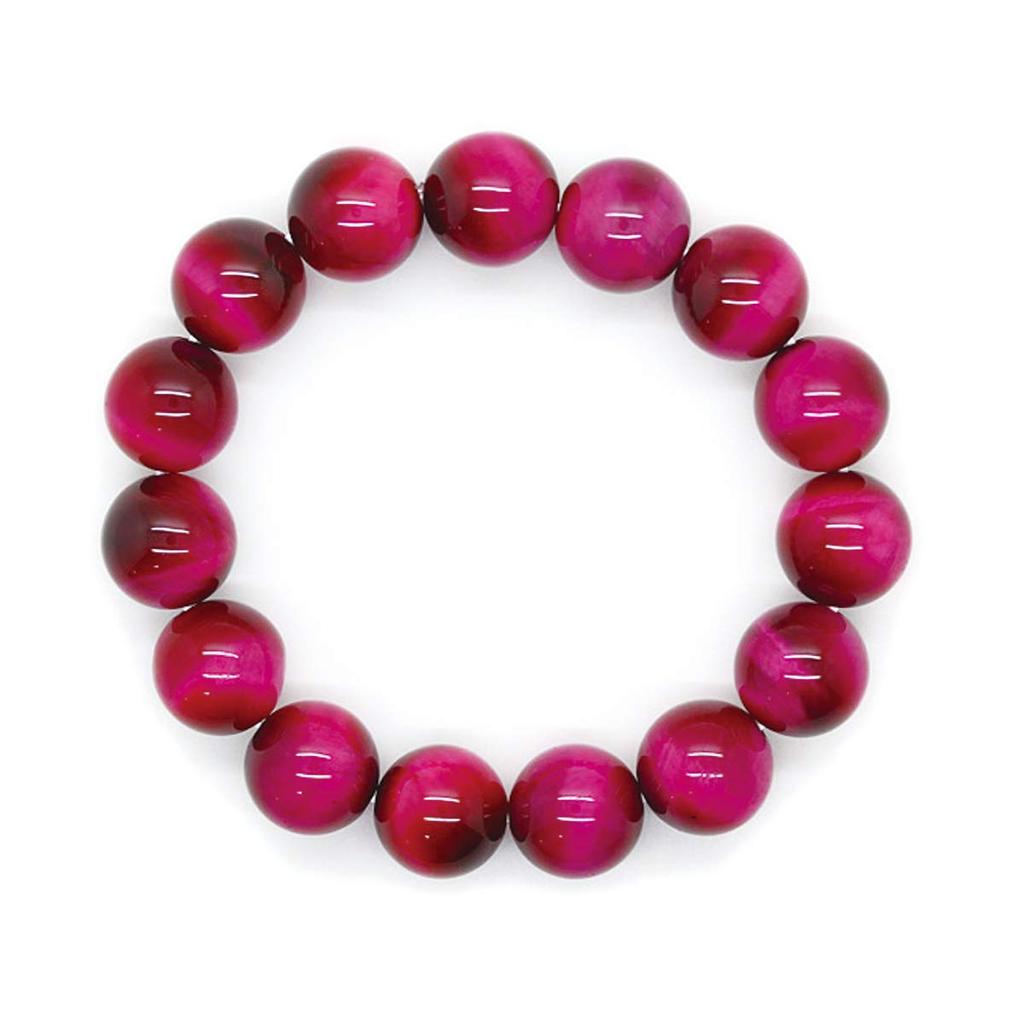 Pink Tiger Eye 14mm Prayer Bead Bracelet Natural Stone Power Stone Money Luck Work Luck Financial Luck [Shiki] [[b309]