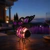 Automatic Dusk To Dawn Lights 2Pcs Solar Hanging Bee Lanterns, Waterproof Decorative Garden Lights, Cute Metal Yard Ornaments Insect Night for