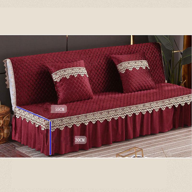 Folding Sofa Bed Cover Printed Armless Sofa Cover  Couch Covers with Skirt Slip Resistant Sofa Cover for Living Room