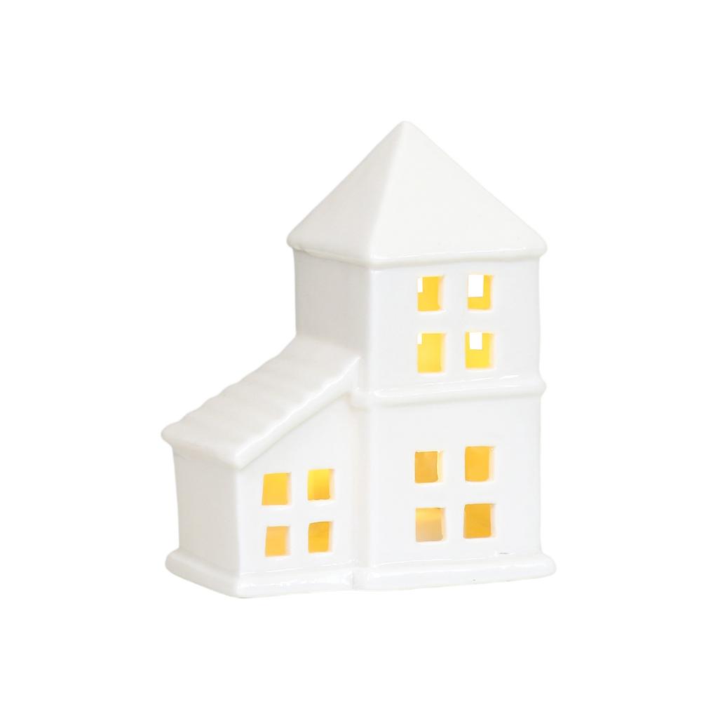 Ceramic Christmas Village Houses, Glowing Lighted Holiday Decorations For Indoor Tabletop, Christmas Home Decor