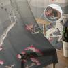 Chinese Painting Plum Blossom Landscape Sheer Curtains for Living Room Bedroom Kids Room Tulle Window Treatment Drapes