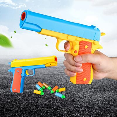 Säkerhet Barnleksakspistol Kan skjuta ut Simulering Plast Mjukkulspistol Modell Pojke Colt Leksakspistol Pojklappar