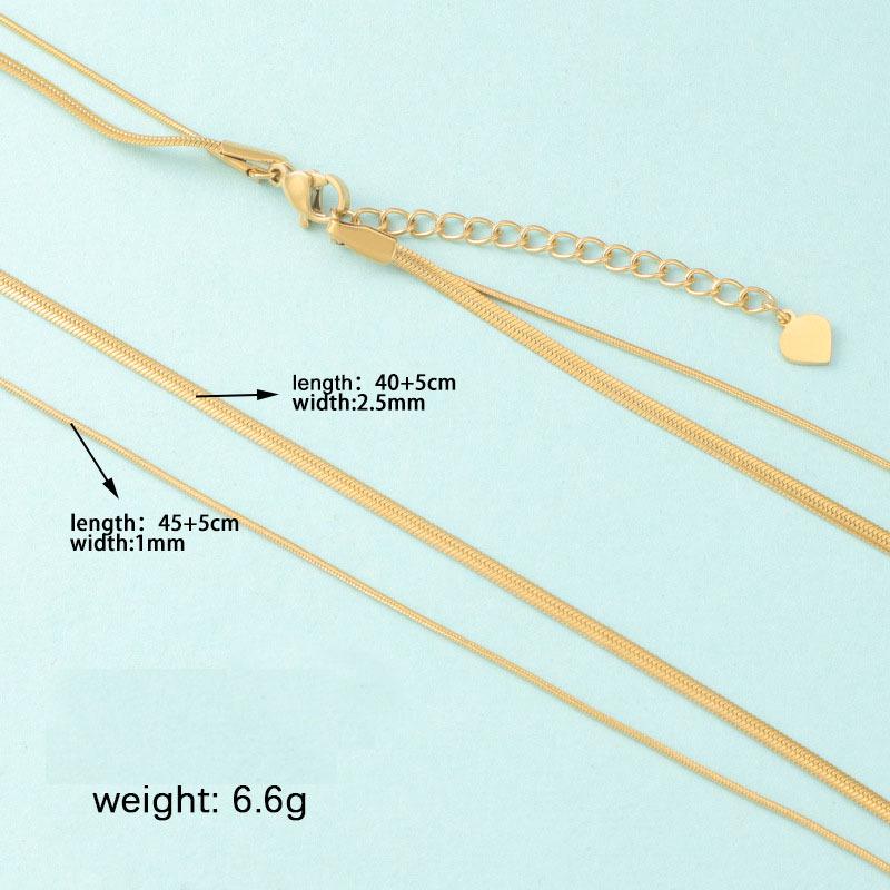 Collier chaîne serpent et lame double couche élégant qui ne se décolore pas