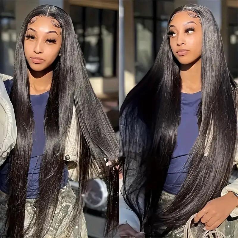 Long Straight Synthetic Wig With Front Lace Parting Natural Look Heat-Resistant Fiber Women All Face Shapes