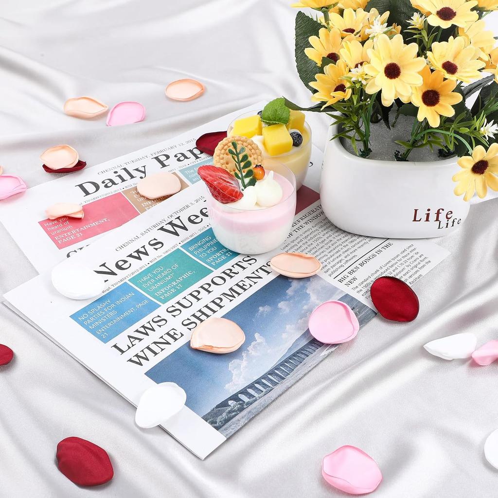 200pcs Flower Girl Petals, Rose Petals for Wedding, Silk Rose Petals, Red Pink Rose Petals & White Flower Petals for Wedding Bridal Shower Decor