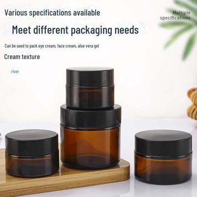 Creme- und Kosmetikflasche aus Braunglas mit schwarzem Maskenverschluss