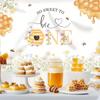 2D First Bee Day Backdrop Honeycomb Bee Floral Baby 1st Birthday Party Photo Background