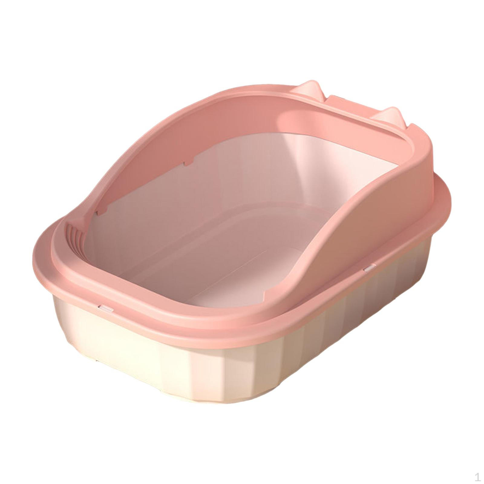 

Cat Litter Box Open Top Pet Tray Easy to Clean Anti Splashing Pan Potty Toilet Bedpan pink L