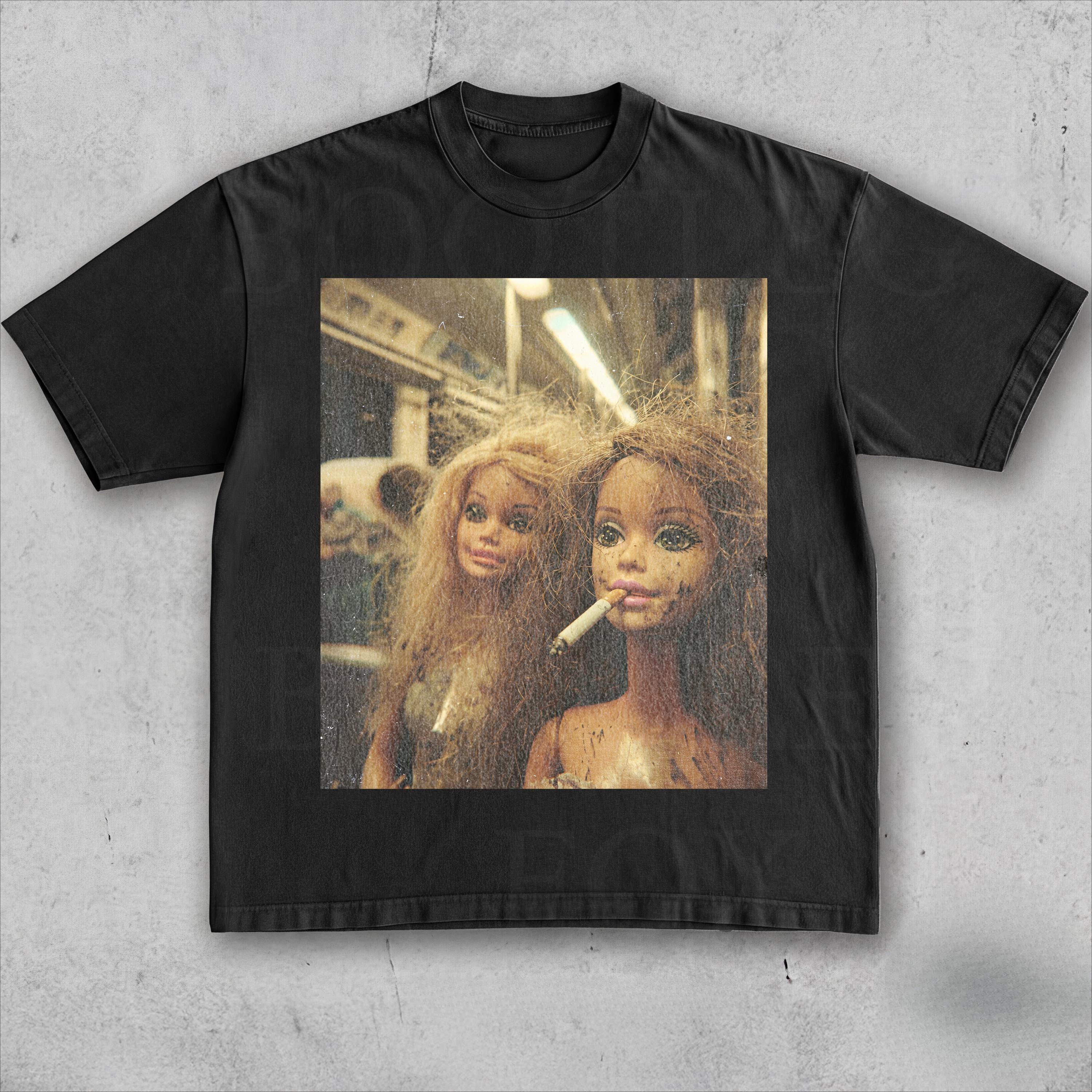 

2026 Summer Womens Distressed Doll Face Meme TShirt Cotton and Breathable Short Sleeve Streetwear Oversized Loose Casual S