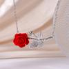 Glänzende Zirkon Rose Blume Anhänger Halskette aus Edelstahl für Damen Mädchen Romantische Blumen Choker Party Hochzeit Luxus Schmuck