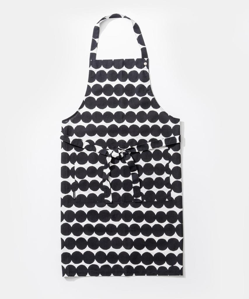 Marimekko 3-Piece Set (2 Aprons and Mittens) 071708 RASYMATTO WHITE/BLACK [Parallel Import]
