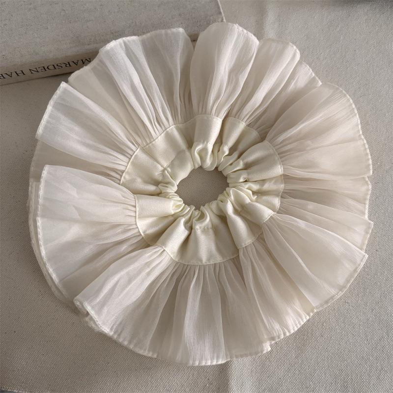 

Корейская ретро свадебная двухслойная резинка-скранчи с оборками для волос