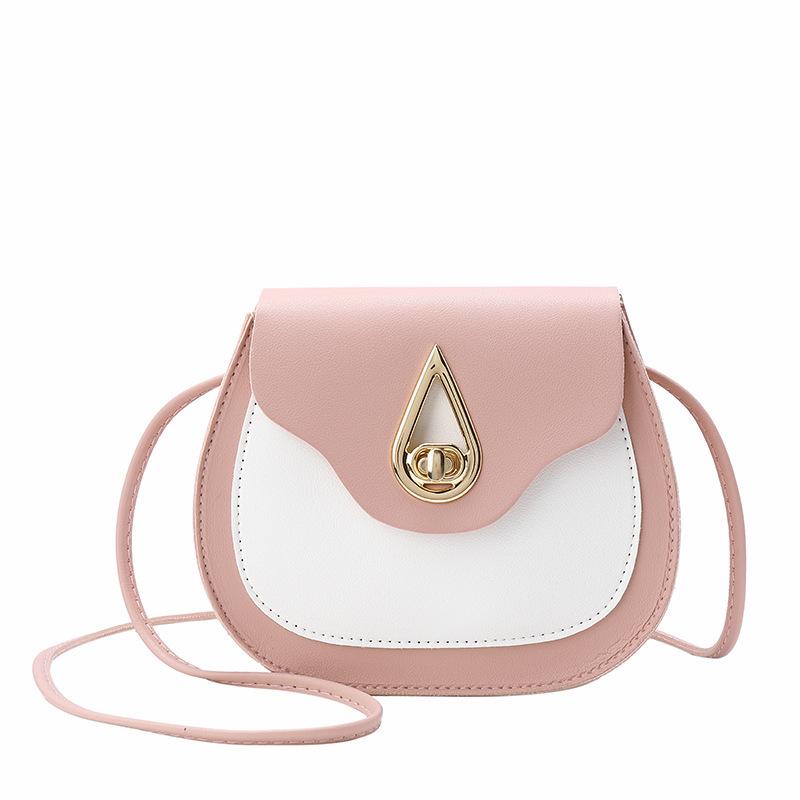 

Women s Contrast Oval Shoulder Small Square Bag Tide Summer and Autumn New Product Water Drop Lock Crossbody Mobile Phone Bag розовый