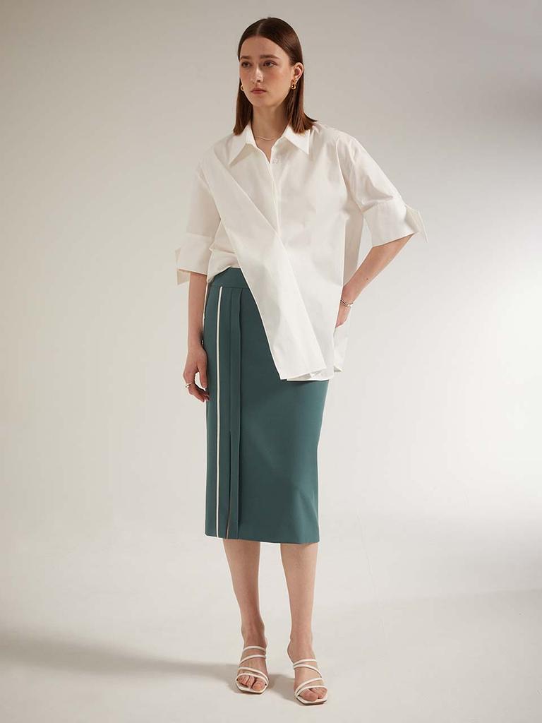 Leuiel Midi Slit Skirt_Green