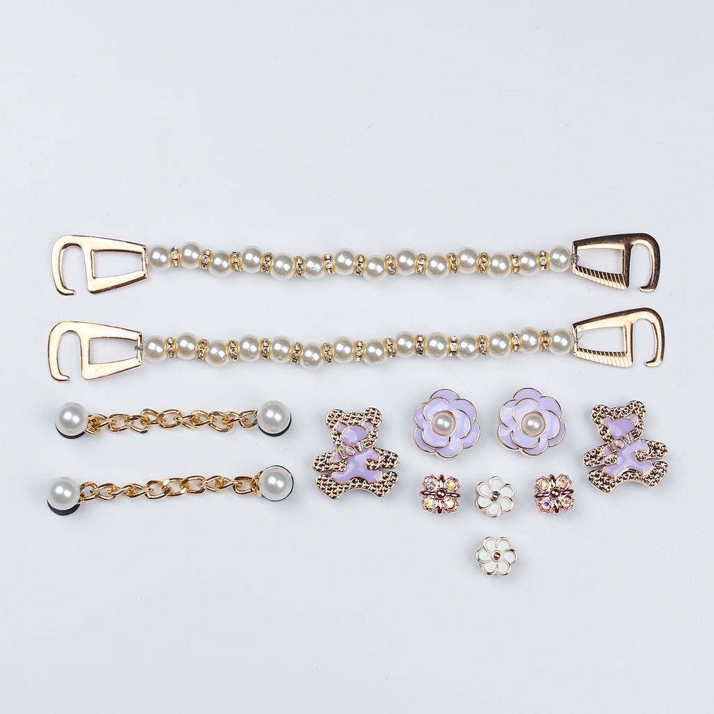 High-End DIY Shoe Accessories: Floral Shoe Buckles & Jewelry Set