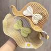 Baby Straw Hat Sweet Cute Summer Big Bowknot Wide Brim Breathable Sunshade Cap For Girls Children Outdoor Travel Beach Hats 3-8Y