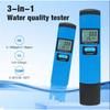 Water Quality Testing Device Digital LCD 3 In 1 Tester CL/TEMP/H2 Meter Pen For Aquarium, Swimming Pool& Hydroponics