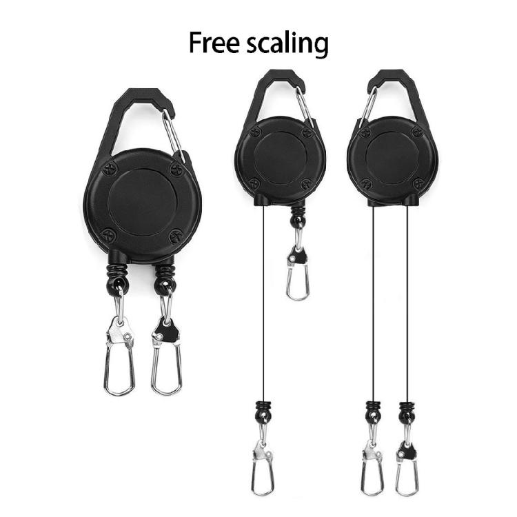 Everyday Carry Retractable Holder with Two Clip Attachments and Carabiner-Shape Connection for Key and Badges