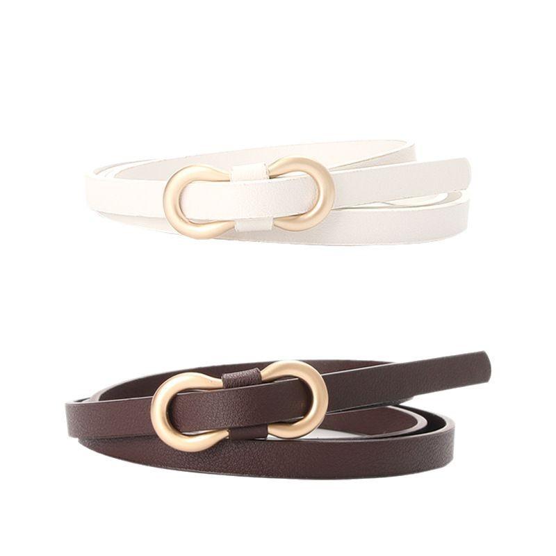 Women's PU Leather Skinny Belt - Fashionable Minimalist Waistband for Dresses & Jeans, Trendy Statement Piece 4pcs