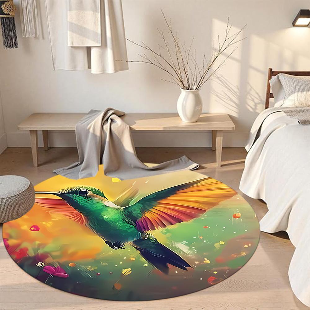 Bird Round Area Rug Suitable for Playrooms Decorate Room Dormitory Dining Room Anti-slip Round Rug Decorate Offices