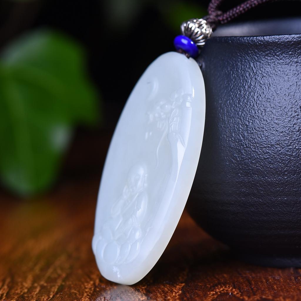 Natural Hotan Jade Child Buddha Jade pendant Jade pendant Jade necklace Pendant with certificate