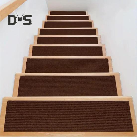 Stair Mat Self Adhesive Non-slip Washable Wear-resistant Contrast Color Wood Stair Protection Reduce Noise Stain Resistant Step Rug Safety Mute Floor