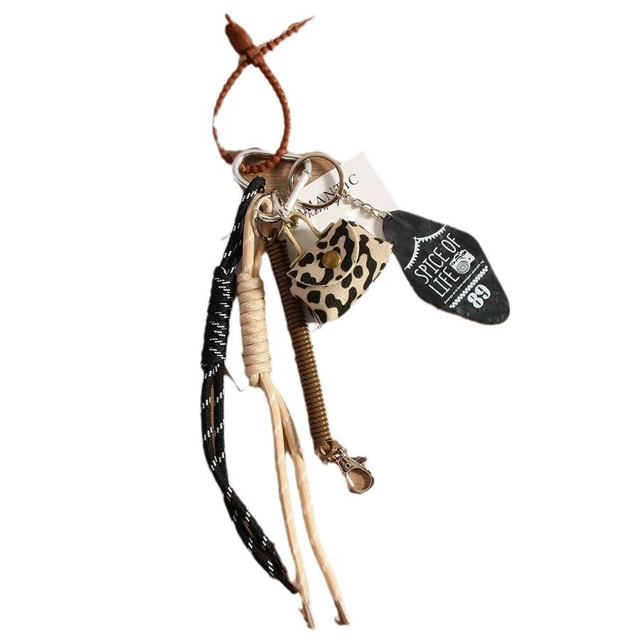 Miu Style Fashion Leather Leopard Print Small Bag With Braided Cord Phone Charm For Winter