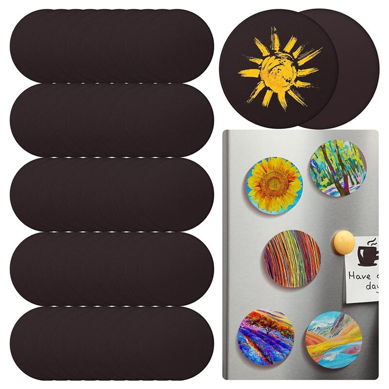 

C-Convenient-50Pcs Magnetic Painting Canvas Panels 3 Inch Small Canvas For Refrigerator Storage Cabinets Watercolor Acrylic Pain чорний