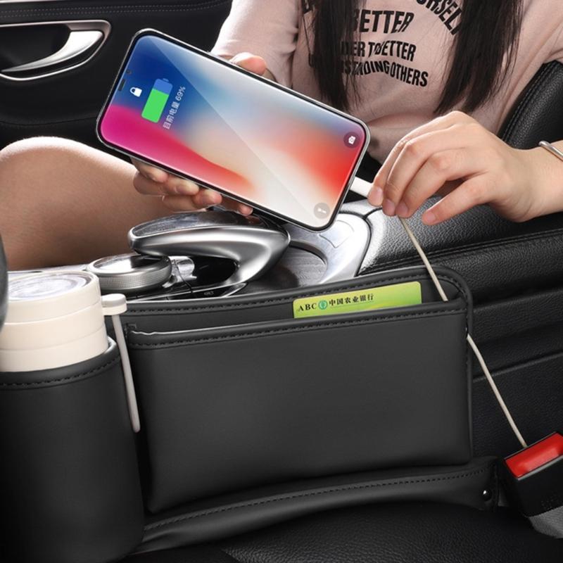 Car Seat Gaps Organizers, PU Leather Car Seat Gaps Filler Organizers Universal Adjustable Gaps Filler for Phone Cups