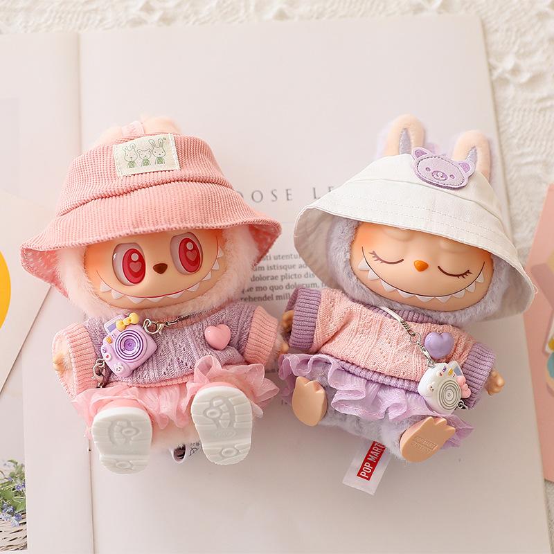 Labubu Pendant Sitting Party Doll Sweater Yarn Skirt Hat Shoes